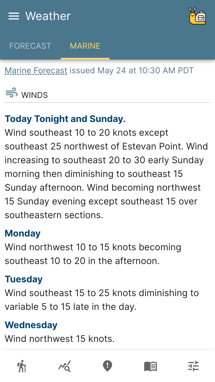 West Coast Trail Marine Weather